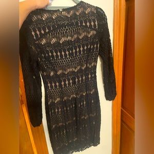 3/4 sleeve black lace dress